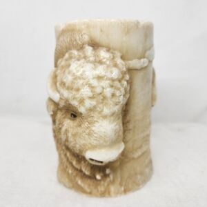Animal Spirits Vintage Hancrafted Bison Pillar Candle Large Not Used